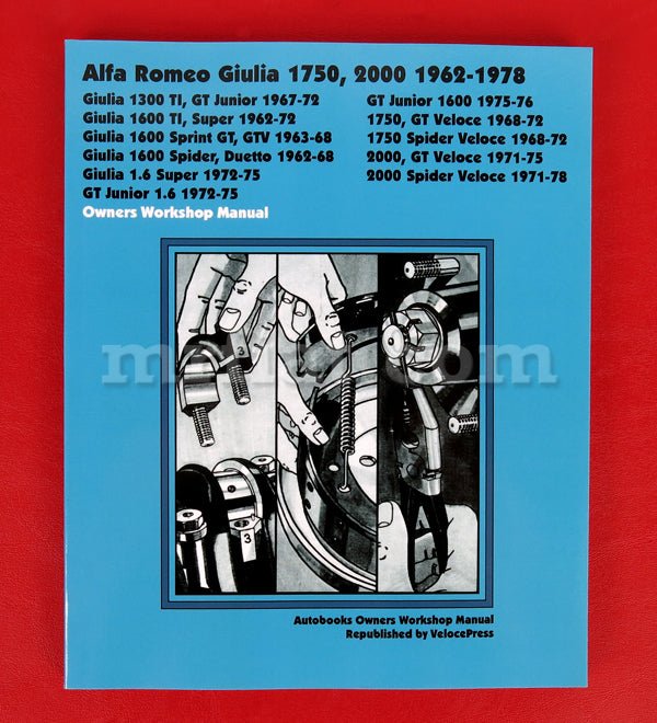 Alfa Romeo Giulia 1750 2000 Owners Shop Manual English 1962-1978 Engine Alfa Romeo   