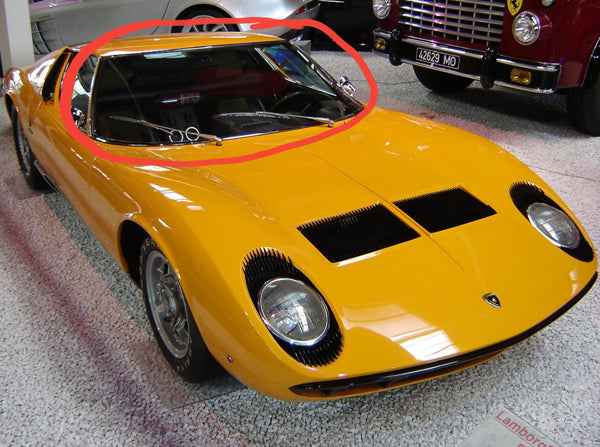 Lamborghini Miura S SV Unchromed Windshield Trim Glass and Seals Lamborghini   