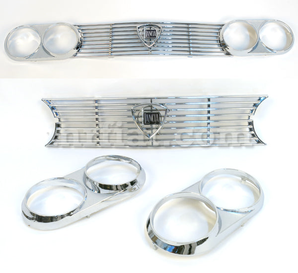 Lancia Fulvia Coupe Complete Chrome Plastic Grill Kit Emblems Lancia   