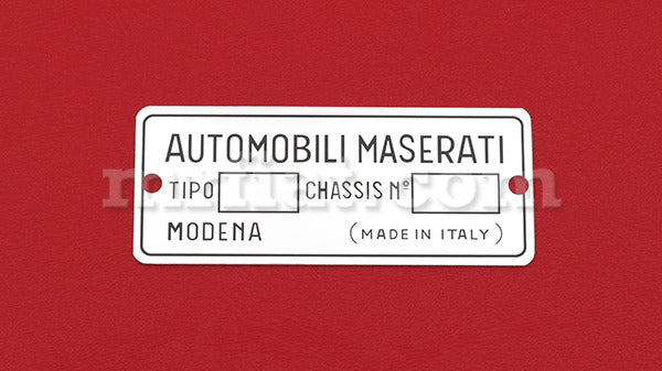 Maserati 3500 GT Mistral Very Early Series 1 Chassis Plate Accessories Maserati   