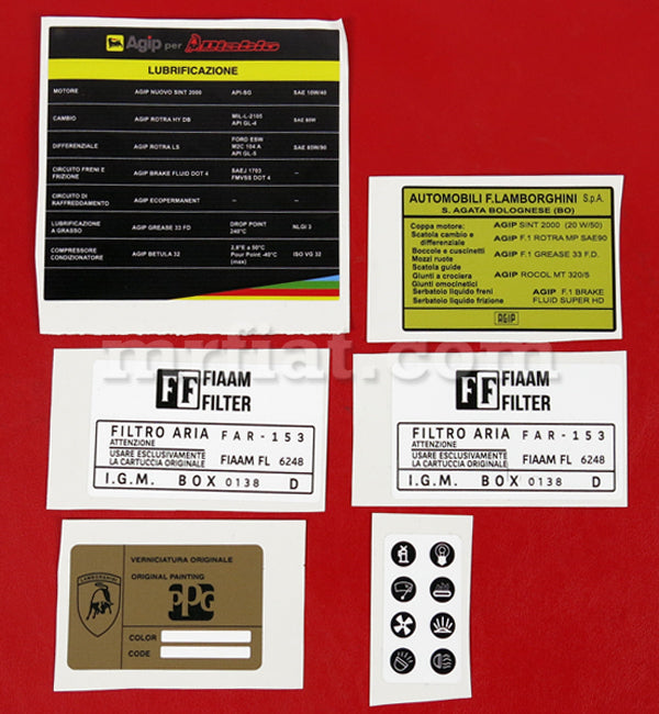 Lamborghini Miura Engine Compartment Stickers Set Engine Compartment Lamborghini   